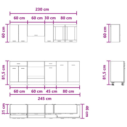 vidaXL Kitchen Unit Lyon 8 pcs Engineered Wood