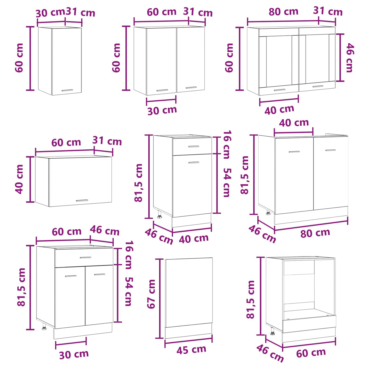 vidaXL Kitchen Unit Lyon 8 pcs Engineered Wood