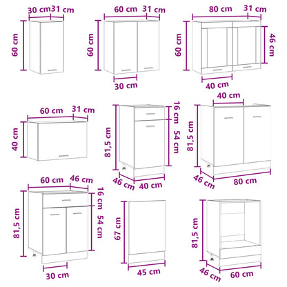 vidaXL Kitchen Unit Lyon 8 pcs Engineered Wood
