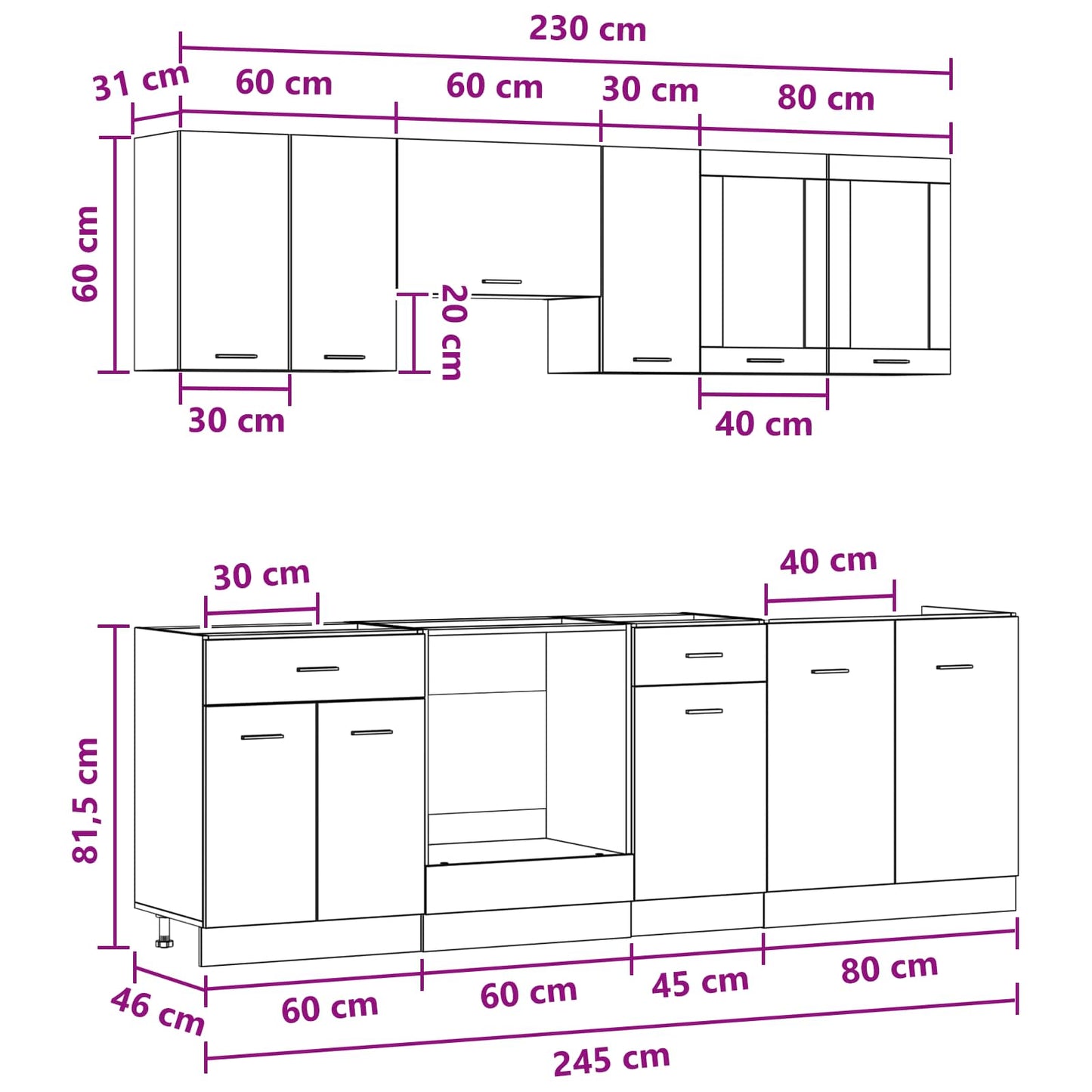 vidaXL Kitchen Unit Lyon 8 pcs Engineered Wood