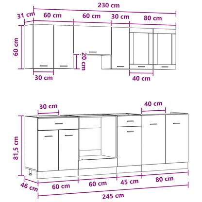 vidaXL Kitchen Unit Lyon 8 pcs Engineered Wood