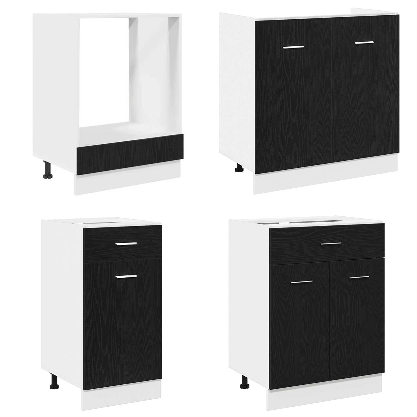 vidaXL Kitchen Unit Lyon 8 pcs Black Oak Engineered Wood