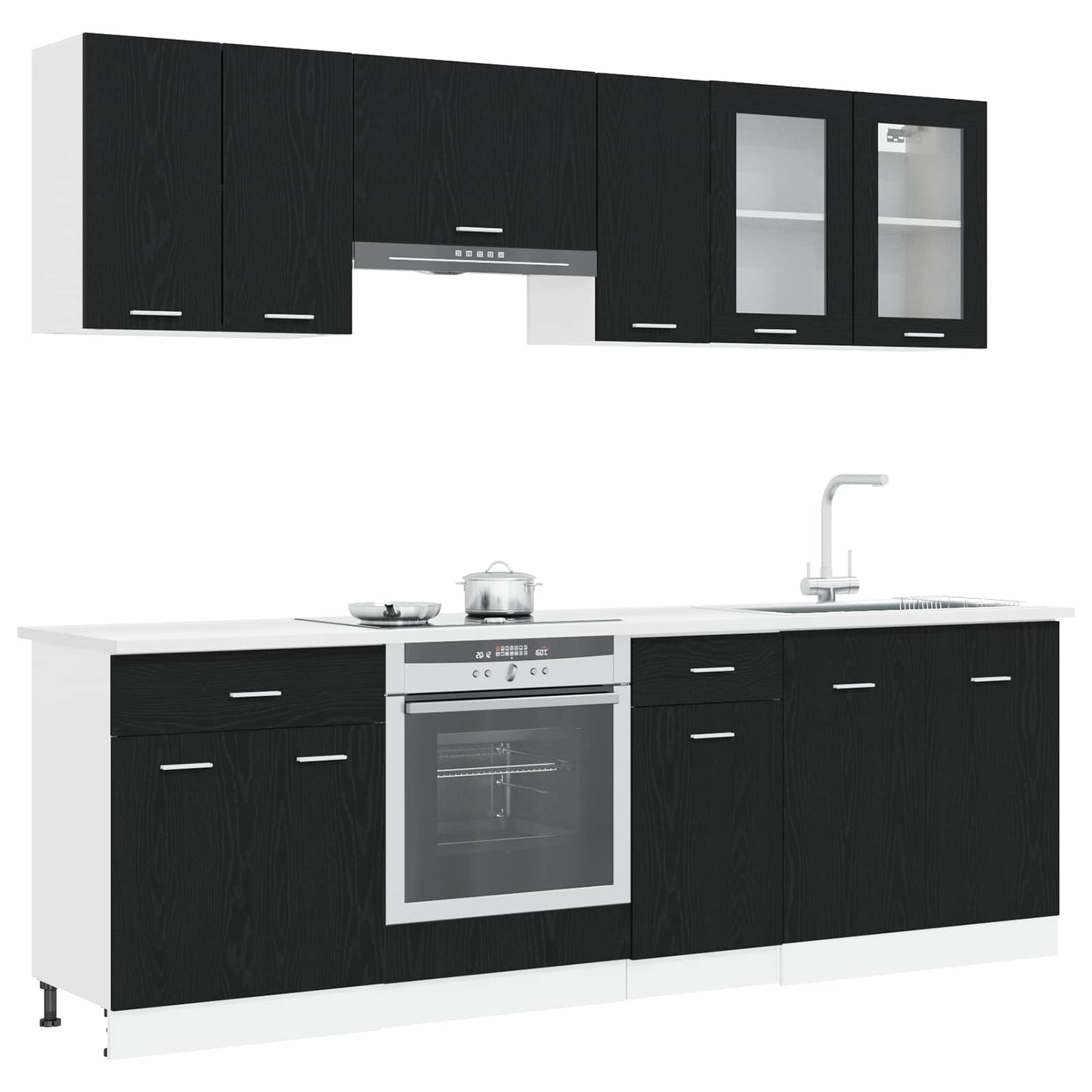 vidaXL Kitchen Unit Lyon 8 pcs Black Oak Engineered Wood