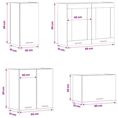 vidaXL Kitchen Unit Lyon 8 pcs Black Oak Engineered Wood