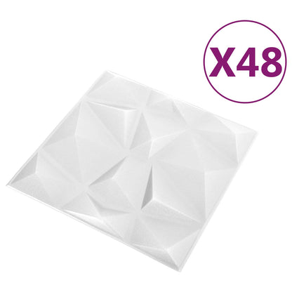 vidaXL Wall Panels 48 pcs Diamond White 50 x 50 cm XPS Foam