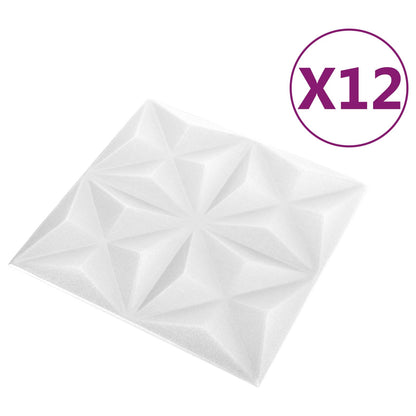 vidaXL Wall Panels 12 pcs Origami White 50 x 50 cm XPS Foam