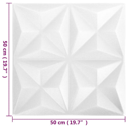 vidaXL Wall Panels 24 pcs Origami White 50 x 50 cm XPS Foam
