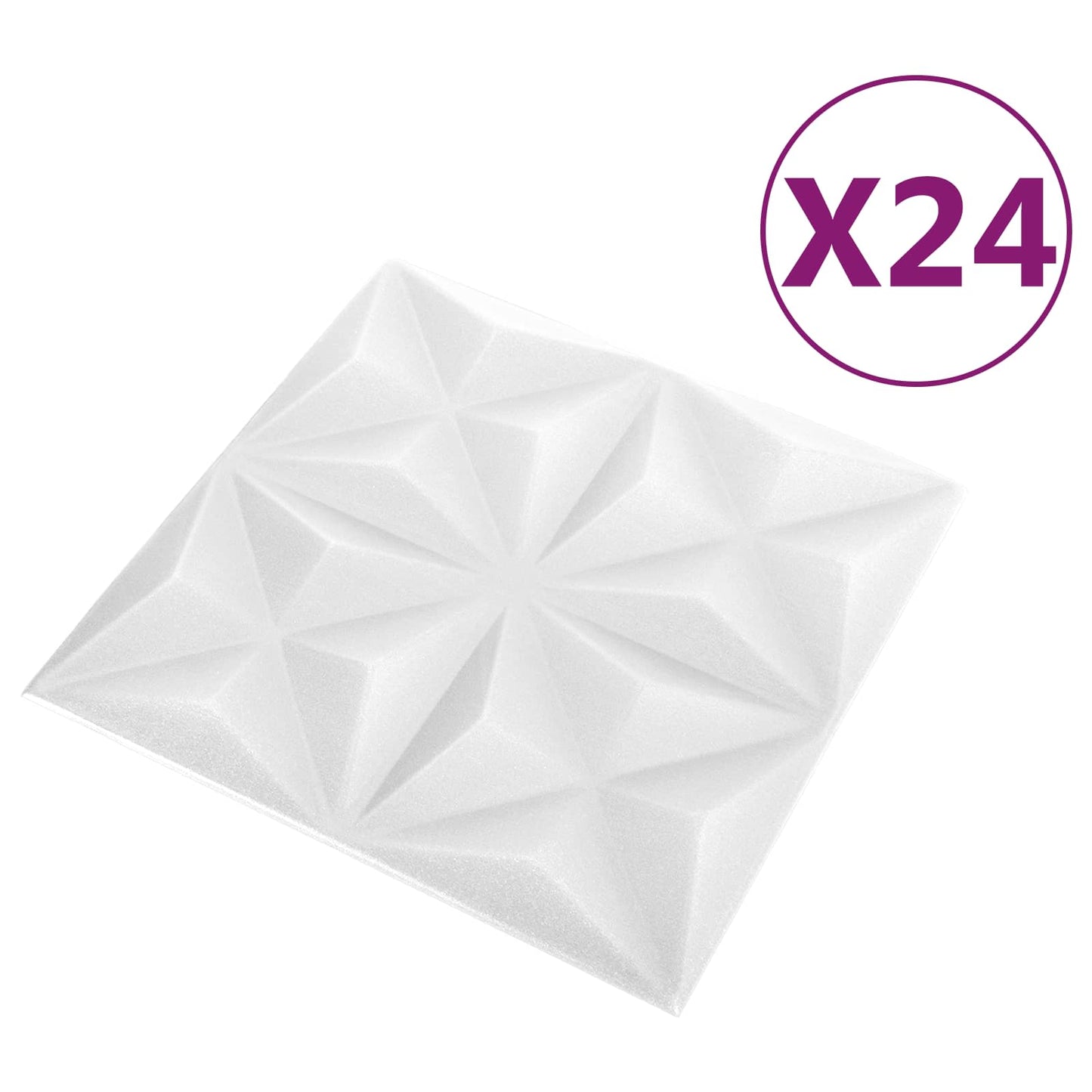 vidaXL Wall Panels 24 pcs Origami White 50 x 50 cm XPS Foam