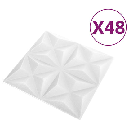 vidaXL Wall Panels 48 pcs Origami White 50 x 50 cm XPS Foam