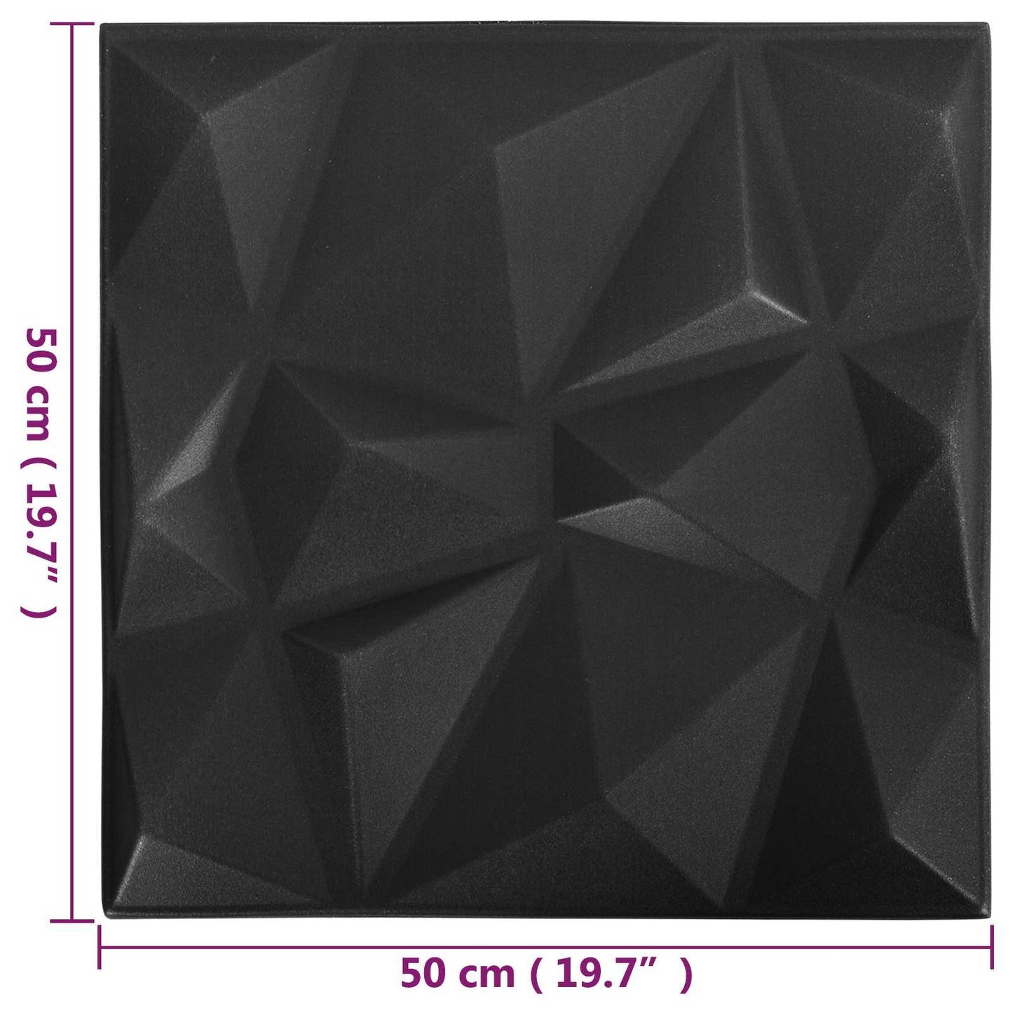 vidaXL Wall Panels 24 pcs Diamond Black 50 x 50 cm XPS Foam