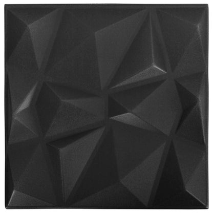 vidaXL Wall Panels 24 pcs Diamond Black 50 x 50 cm XPS Foam