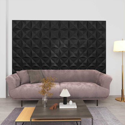 vidaXL Wall Panels 24 pcs Origami Black 50 x 50 cm XPS Foam