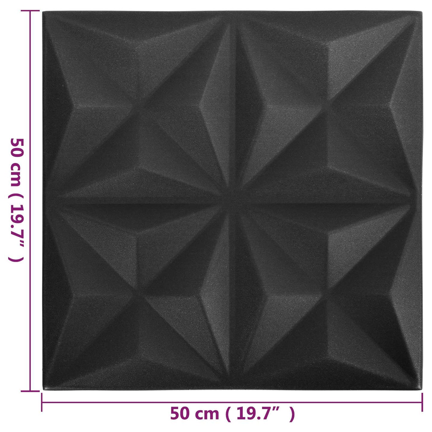 vidaXL Wall Panels 48 pcs Origami Black 50 x 50 cm XPS Foam