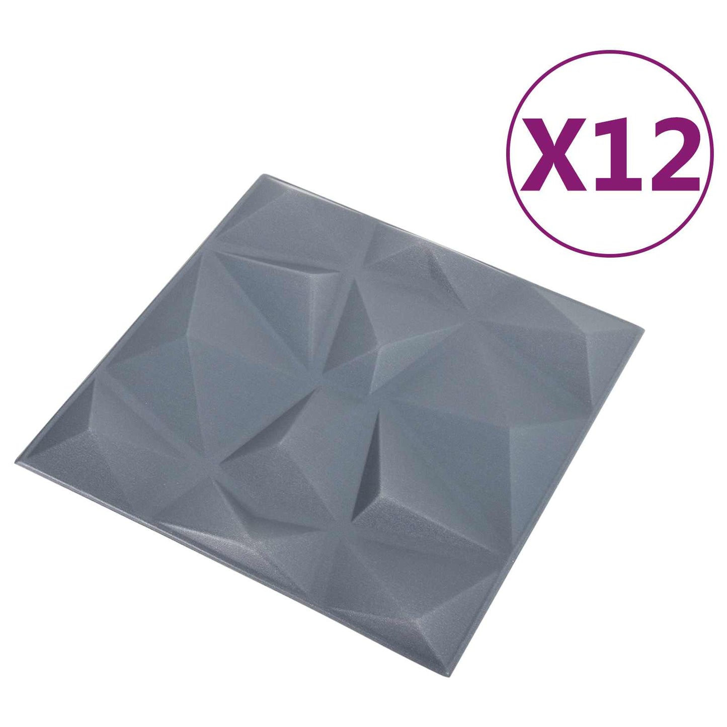 vidaXL Wall Panels 12 pcs Diamond Grey 50 x 50 cm XPS Foam