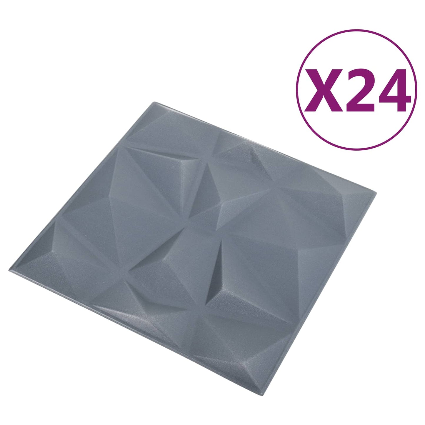 vidaXL Wall Panels 24 pcs Diamond Grey 50 x 50 cm XPS Foam