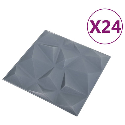 vidaXL Wall Panels 24 pcs Diamond Grey 50 x 50 cm XPS Foam