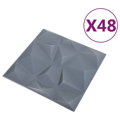 vidaXL Wall Panels 48 pcs Diamond Grey 50 x 50 cm XPS Foam