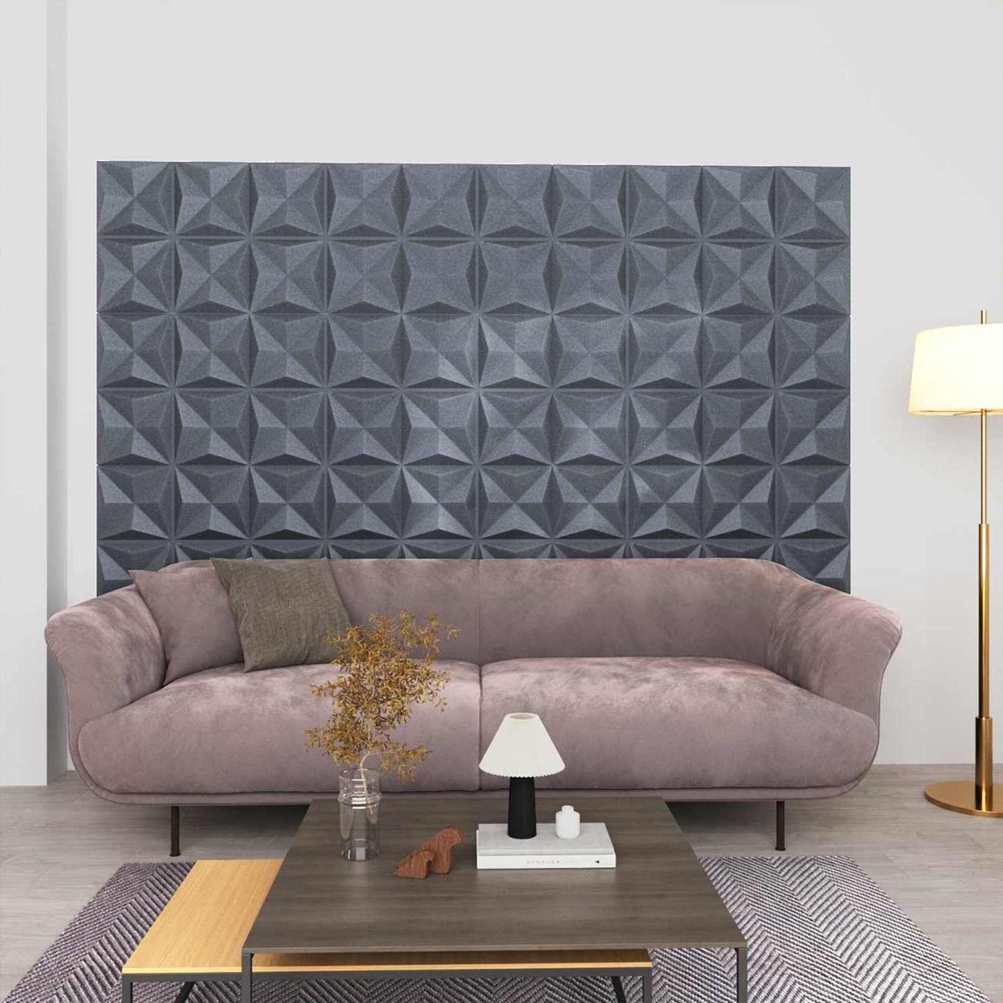 vidaXL Wall Panels 12 pcs Origami Grey 50 x 50 cm XPS Foam