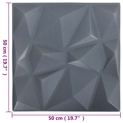 vidaXL Wall Panels 12 pcs Origami Grey 50 x 50 cm XPS Foam