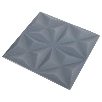 vidaXL Wall Panels 24 pcs Origami Grey 50 x 50 cm XPS Foam