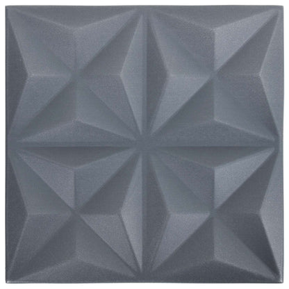 vidaXL Wall Panels 48 pcs Origami Grey 50 x 50 cm XPS Foam