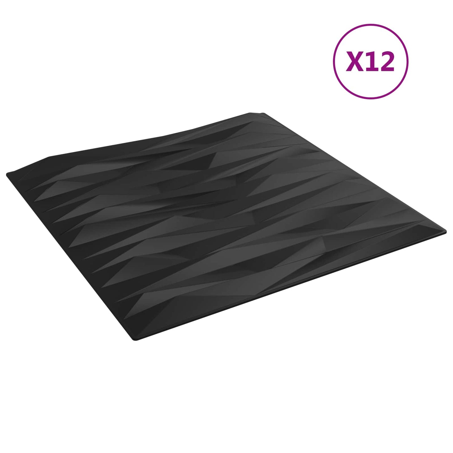vidaXL Wall Panels 12 pcs Black Stone 50 x 50 cm XPS Foam