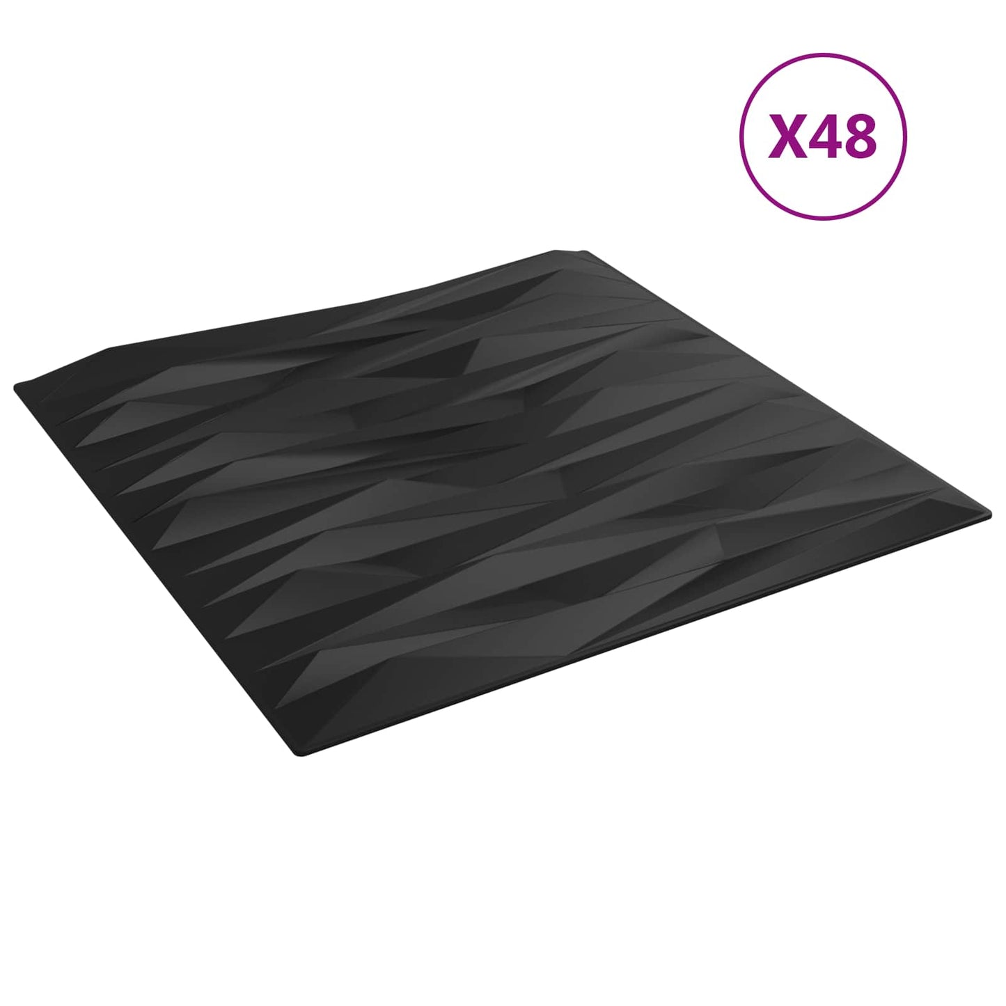 vidaXL Wall Panels 48 pcs Black Stone 50 x 50 cm XPS Foam