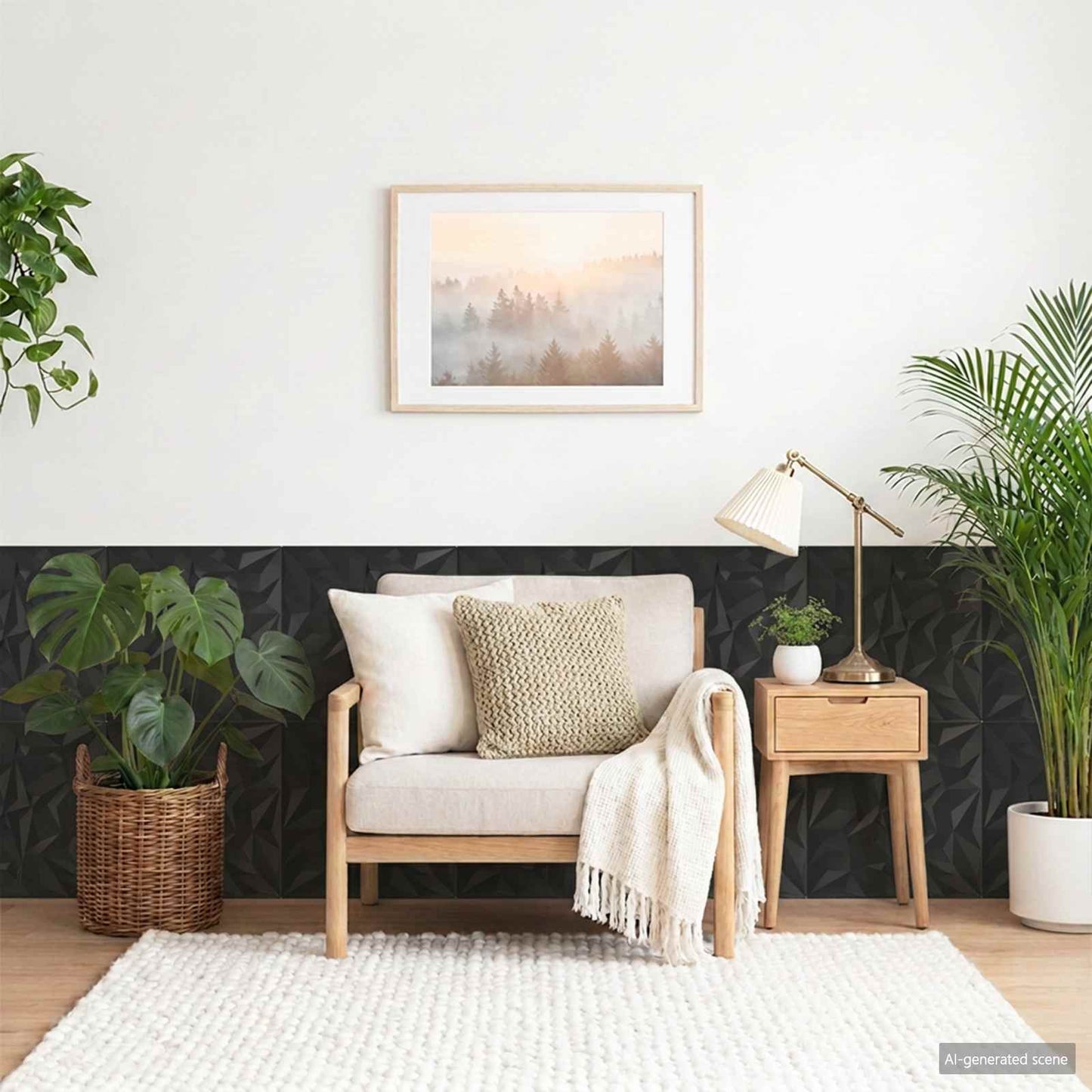 vidaXL Wall Panels 48 pcs 50 x 50 cm Black XPS Foam