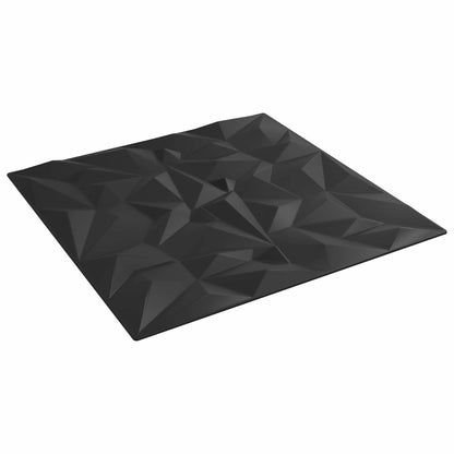 vidaXL Wall Panels 48 pcs 50 x 50 cm Black XPS Foam