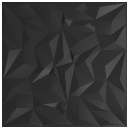 vidaXL Wall Panels 48 pcs 50 x 50 cm Black XPS Foam