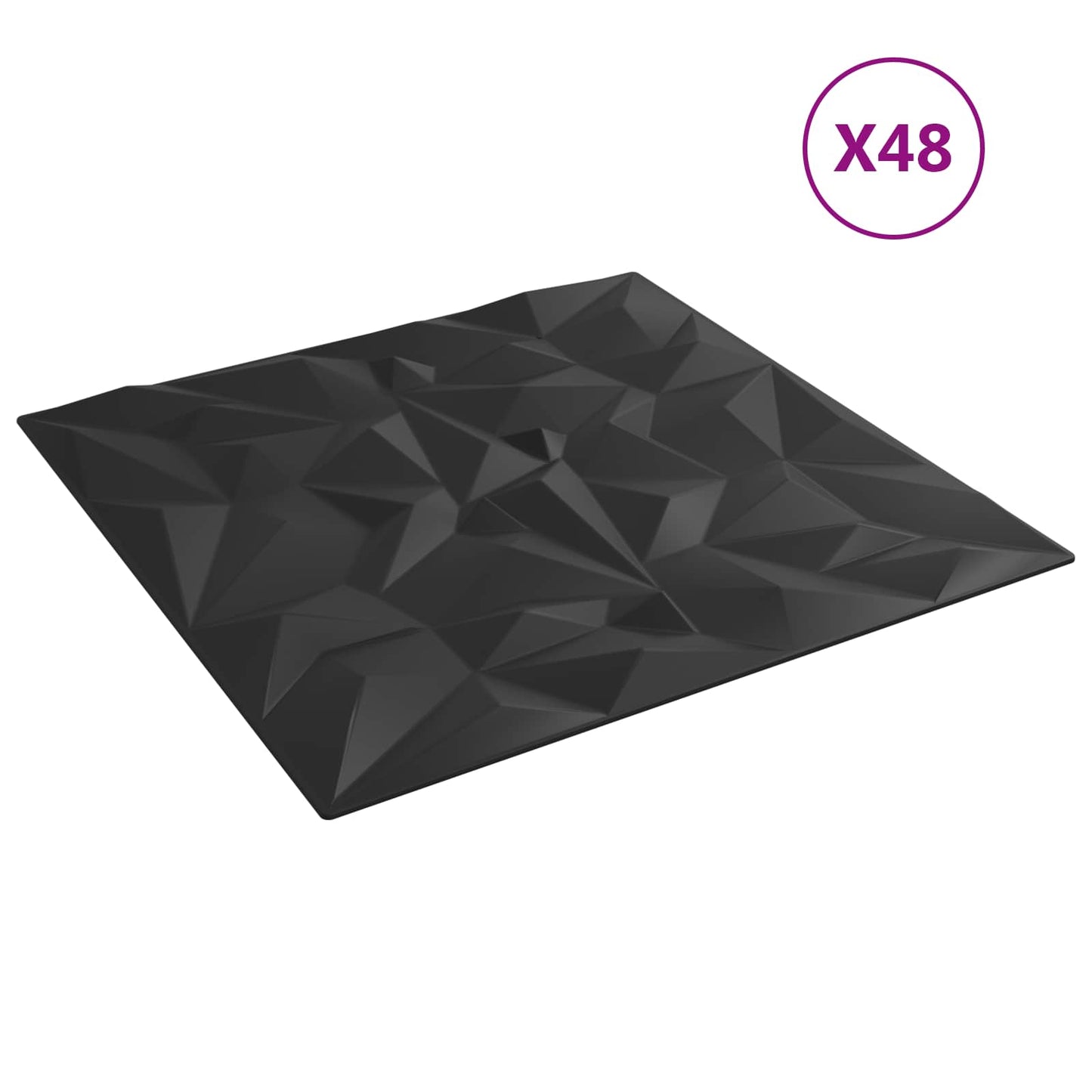 vidaXL Wall Panels 48 pcs 50 x 50 cm Black XPS Foam