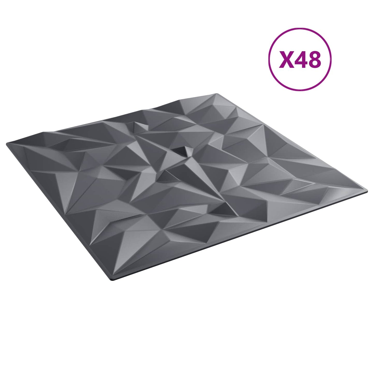 vidaXL Wall Panels 48 pcs Amethyst Grey 50 x 50 cm XPS Foam