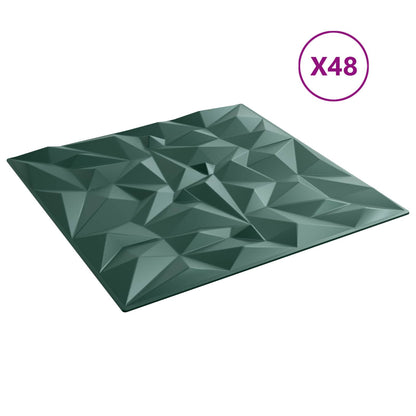 vidaXL Wall Panels 48 pcs Amethyst Green 50 x 50 cm XPS Foam