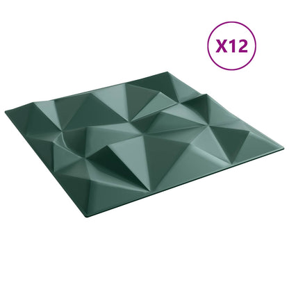vidaXL Wall Panels 12 pcs Diamond Green 50 x 50 cm XPS Foam