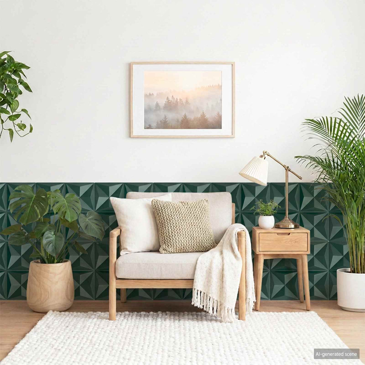 vidaXL Wall Panels 24 pcs 50 x 50 cm Origami Green XPS Foam