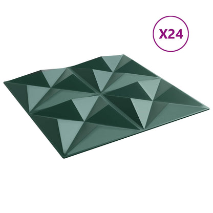 vidaXL Wall Panels 24 pcs Origami Green 50 x 50 cm XPS Foam