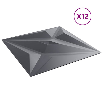 vidaXL Wall Panels Star 12 pcs Star Grey 50 x 50 cm XPS Foam