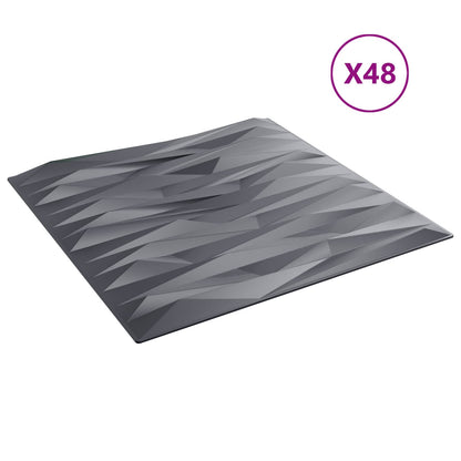 vidaXL Wall Panels 48 pcs Stone Grey 50 x 50 cm XPS Foam