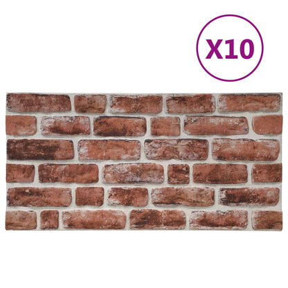 vidaXL Wall Panels 10 pcs Dark Brown and White 100 x 50 cm EPS Foam