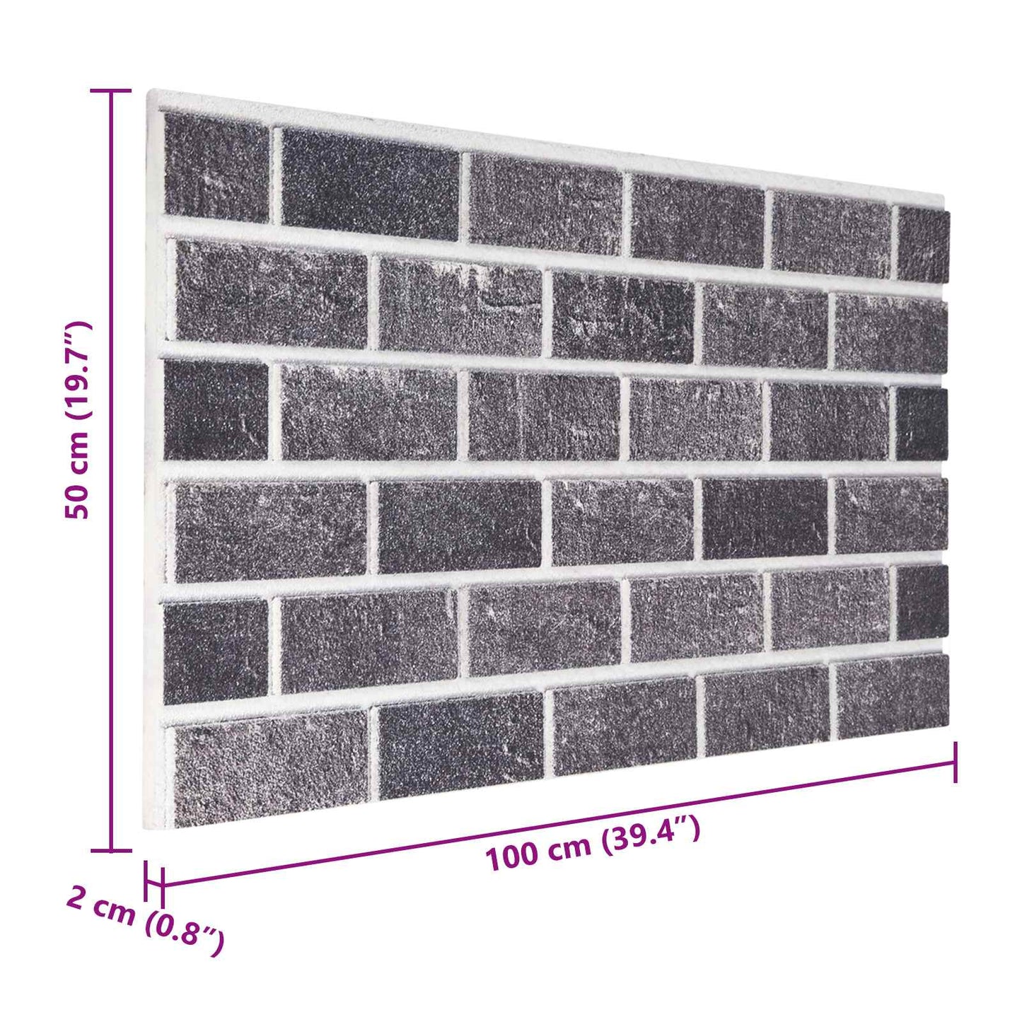 vidaXL Wall Panels 10 pcs Black and Grey 100 x 50 cm EPS Foam