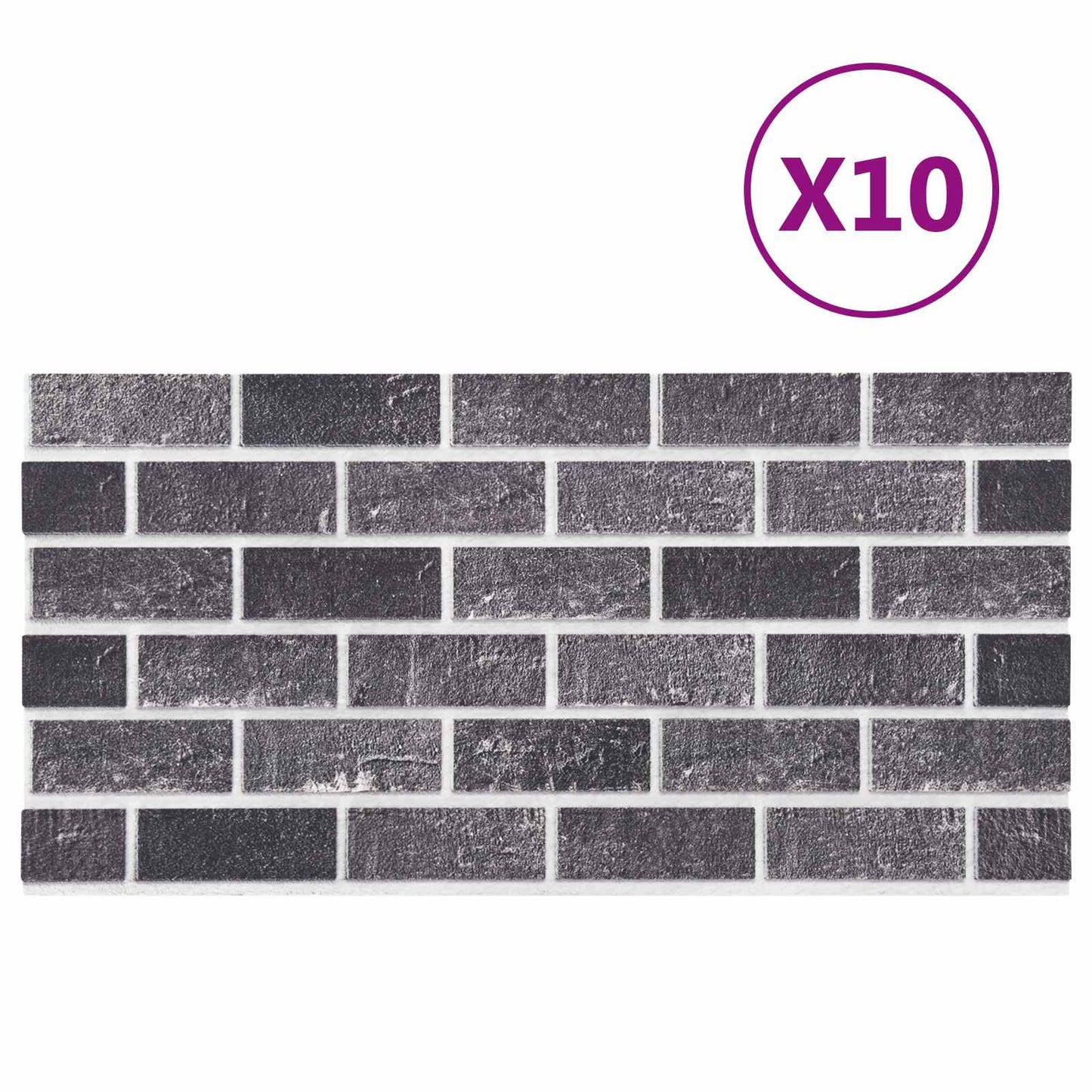 vidaXL Wall Panels 10 pcs Black and Grey 100 x 50 cm EPS Foam
