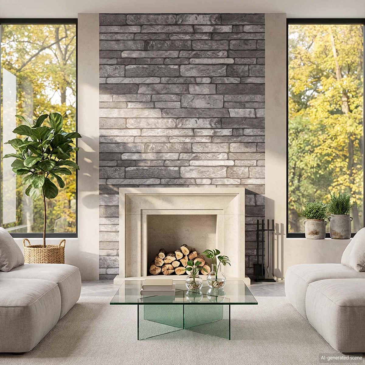 vidaXL Wall Panels 10 pcs 100 x 50 cm Dark Grey EPS Foam