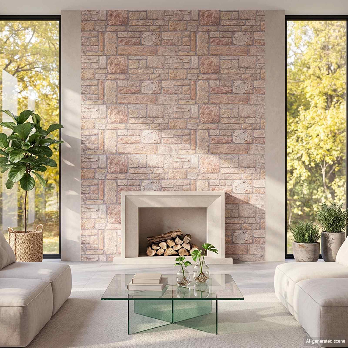 vidaXL Wall Panels 10 pcs 100 x 50 cm Light Brown and White EPS Foam