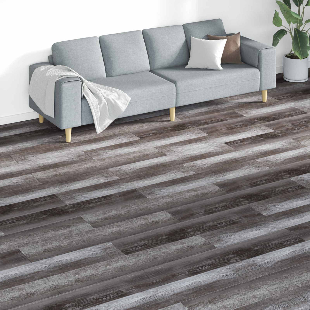 vidaXL Flooring Planks Striped wood 5.26 m² 18 pcs PVC