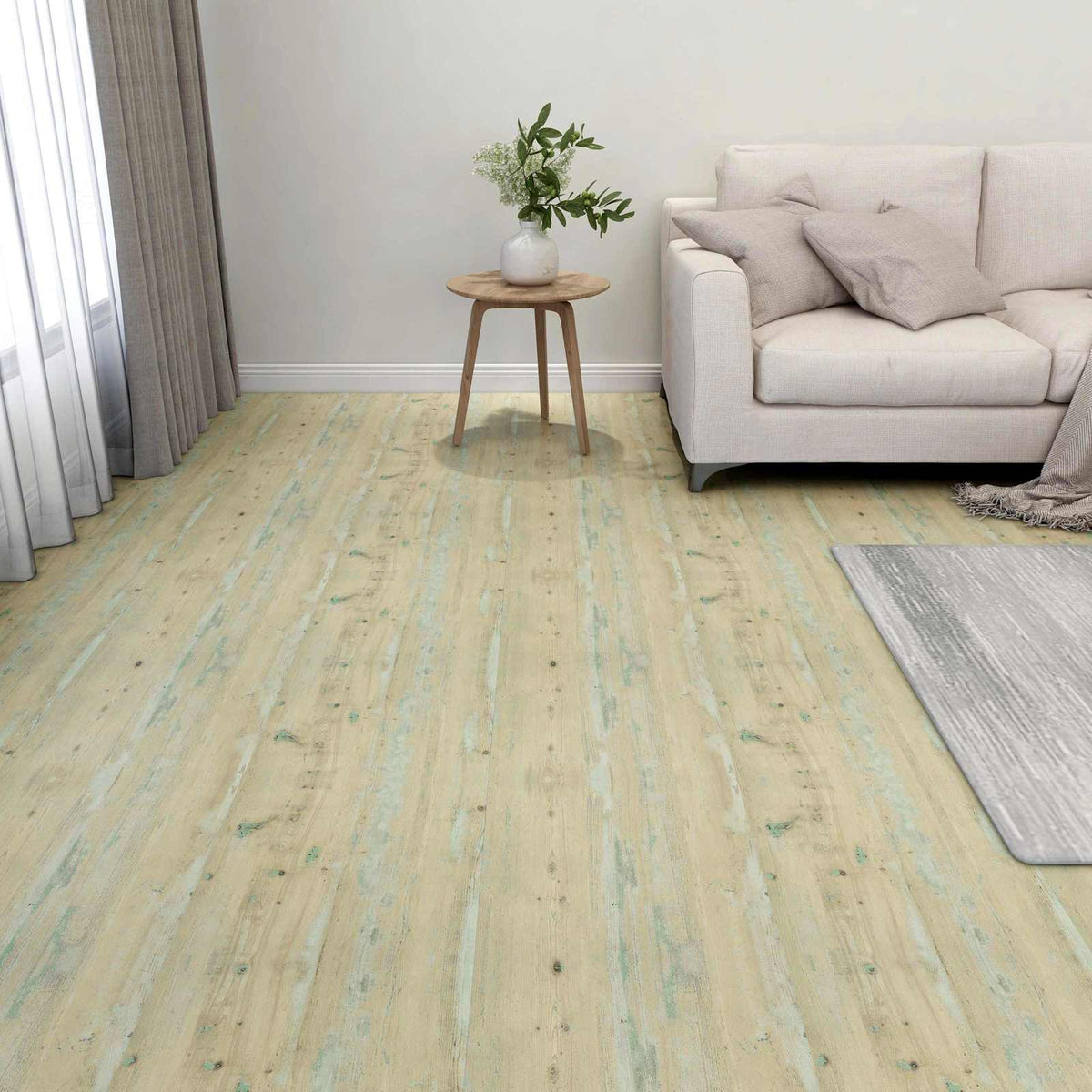 vidaXL Flooring Planks White and Light Brown 5.11 m² 55 pcs PVC
