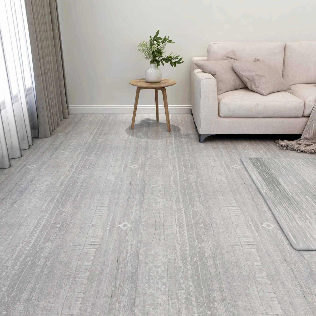 vidaXL Flooring Planks Light Grey and White 5.11 m² 55 pcs PVC