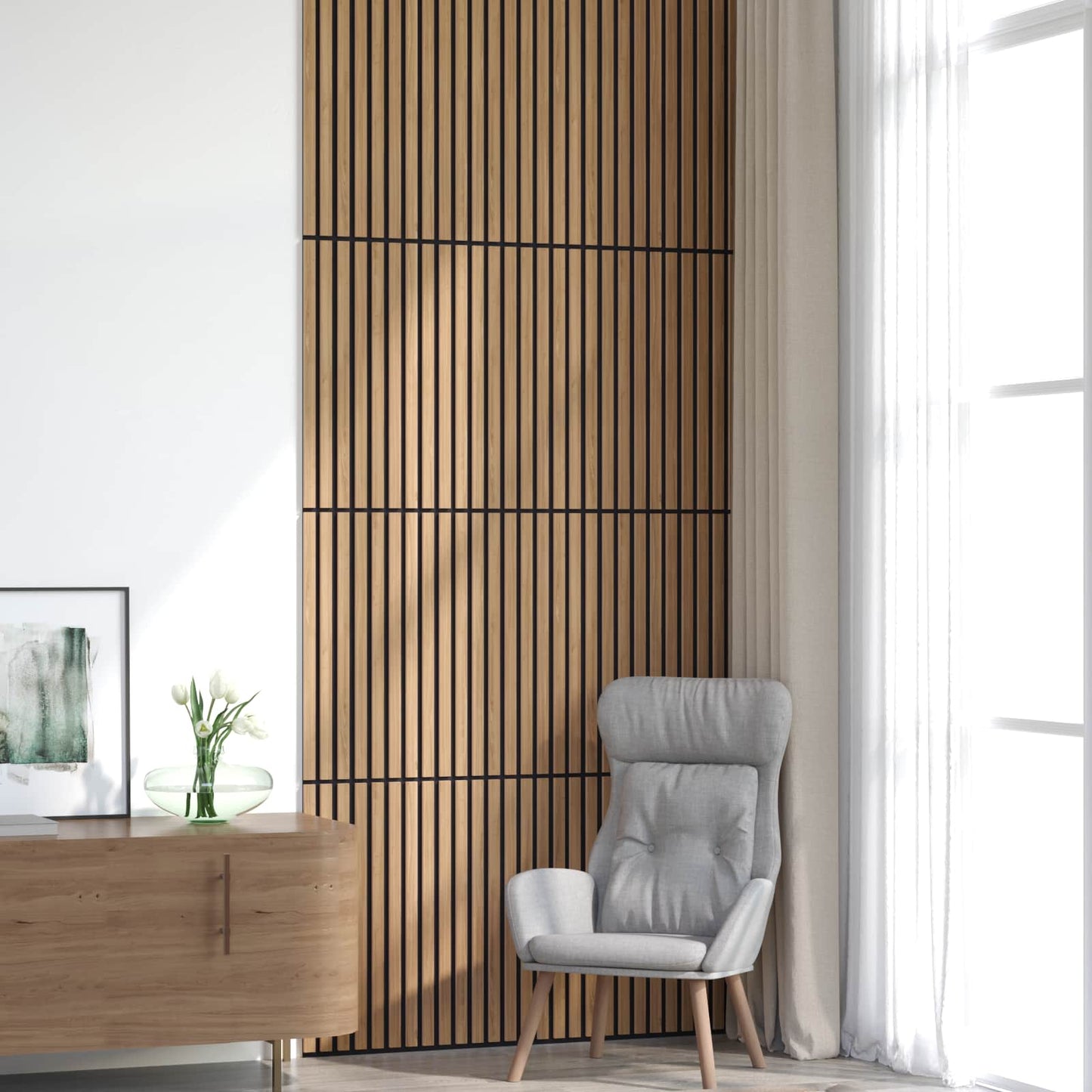vidaXL Wall Panels 8 pcs Natural 60.5 x 60 cm