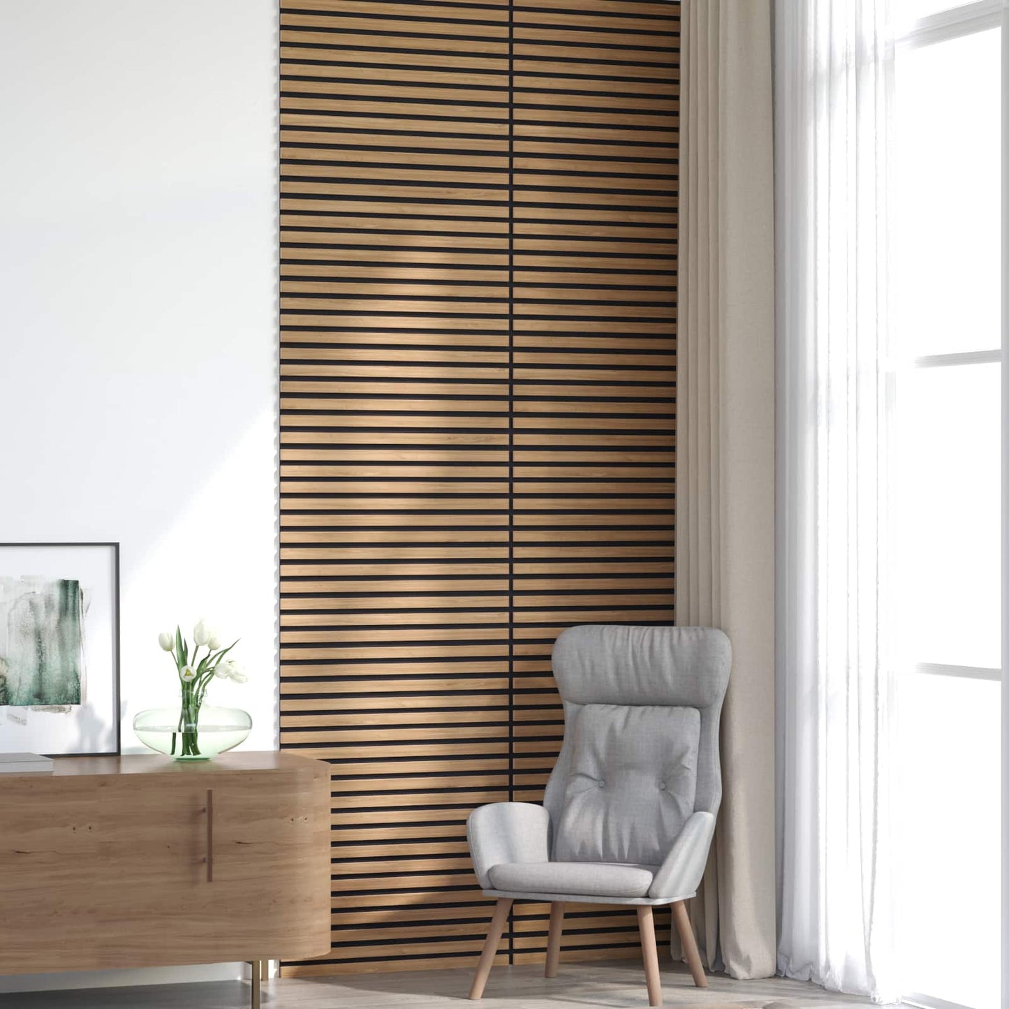 vidaXL Wall Panels 8 pcs Natural 60.5 x 60 cm