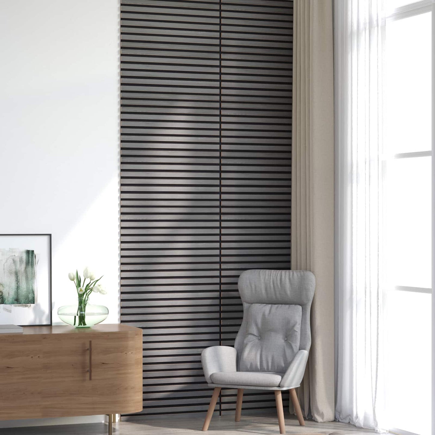 vidaXL Wall Panels 8 pcs Grey 60.5 x 60 cm