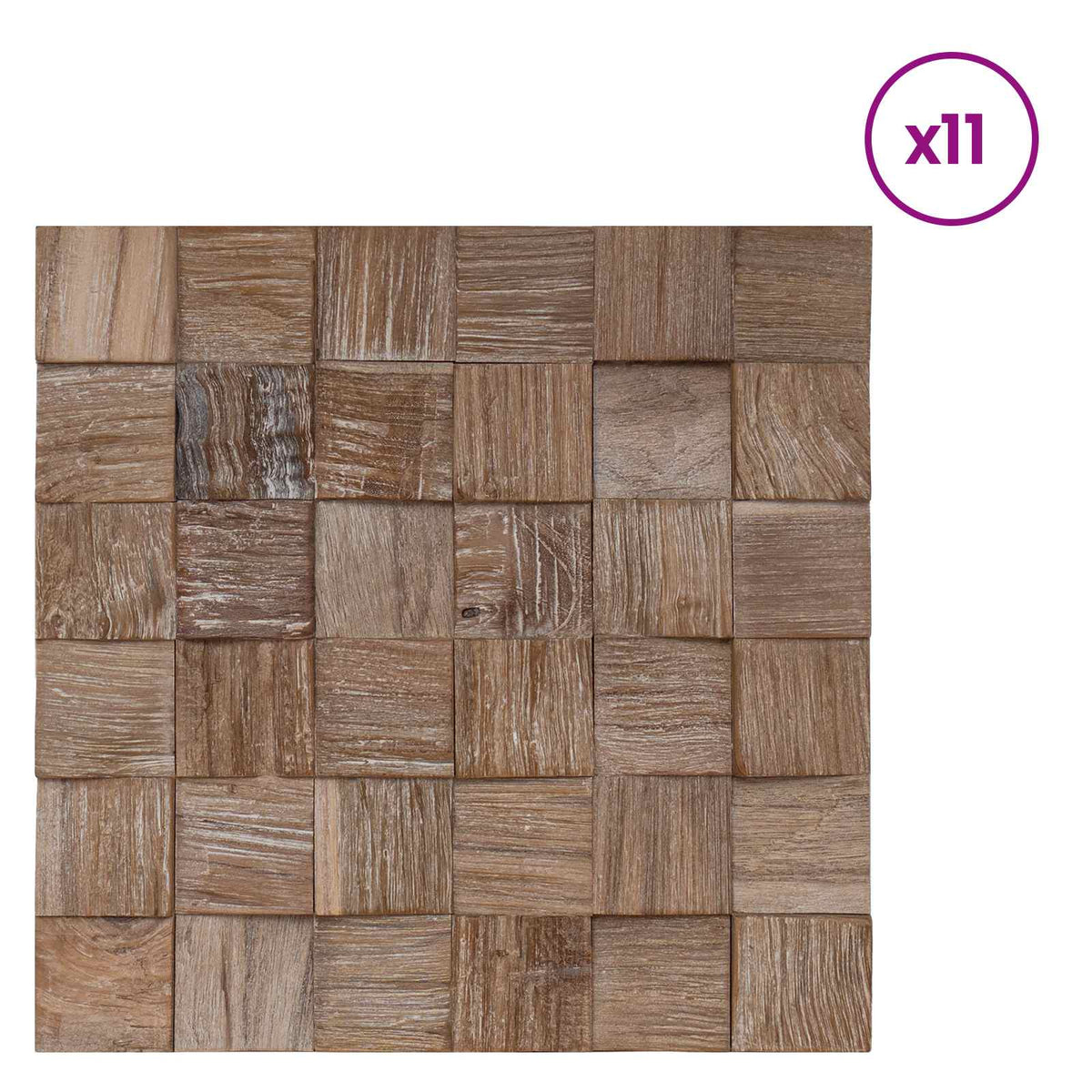 vidaXL Wall Panel 11 pcs Natural 30 x 30 x 2 cm
